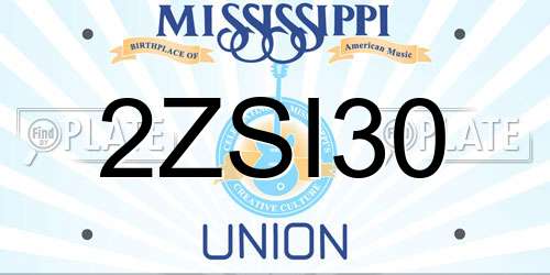 2ZSI30 Mississippi License Plate