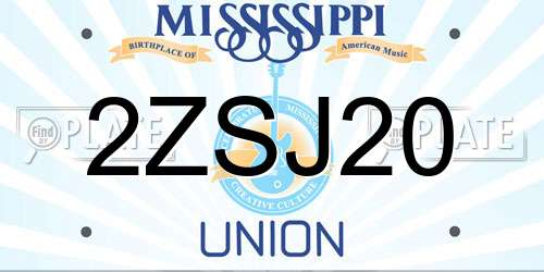 2ZSJ20 Mississippi License Plate