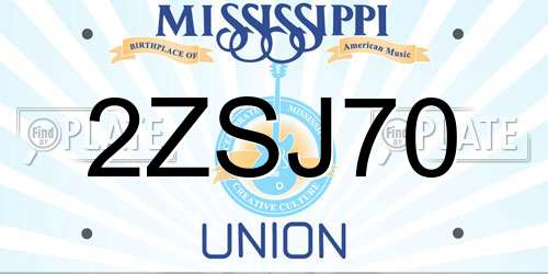2ZSJ70 Mississippi License Plate