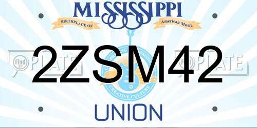 2ZSM42 Mississippi License Plate