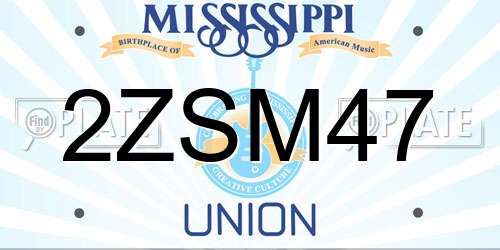 2ZSM47 Mississippi License Plate