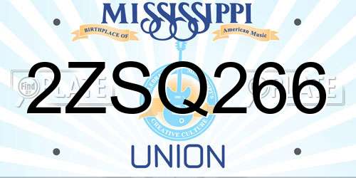 2ZSQ266 Mississippi License Plate