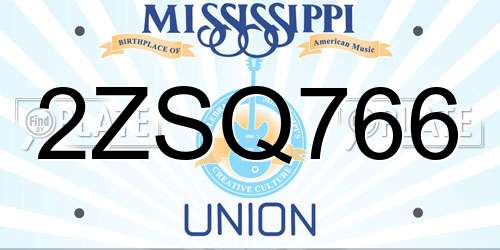 2ZSQ766 Mississippi License Plate