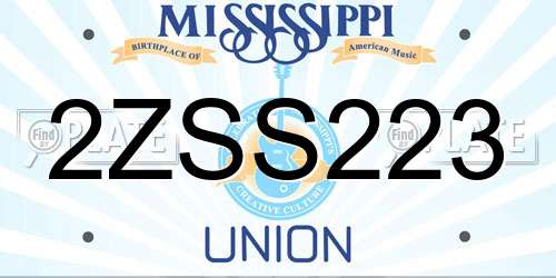 2ZSS223 Mississippi License Plate