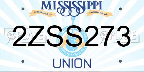 2ZSS273 Mississippi License Plate