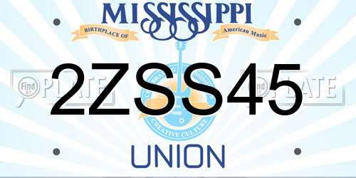 2ZSS45 Mississippi License Plate