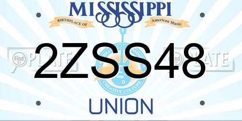 2ZSS48 Mississippi License Plate
