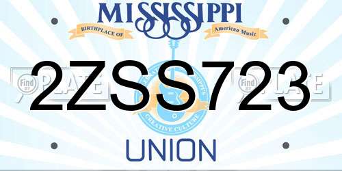 2ZSS723 Mississippi License Plate