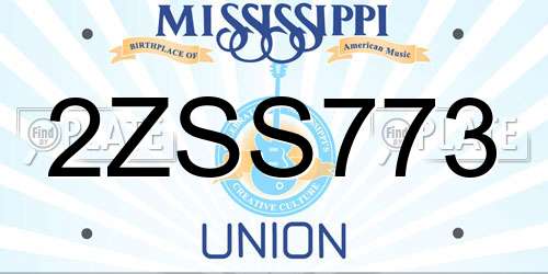 2ZSS773 Mississippi License Plate