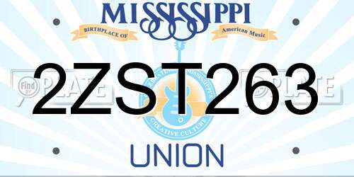 2ZST263 Mississippi License Plate