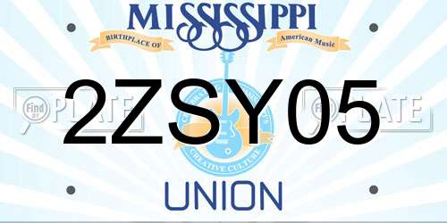 2ZSY05 Mississippi License Plate