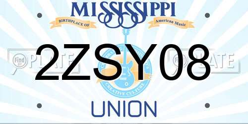 2ZSY08 Mississippi License Plate