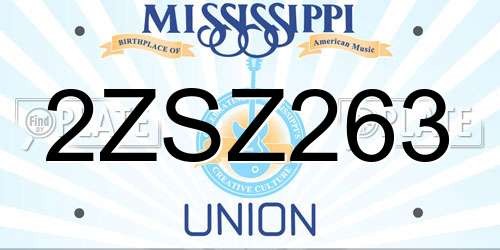 2ZSZ263 Mississippi License Plate