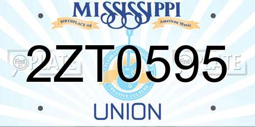 2ZT0595 Mississippi License Plate