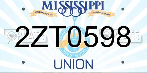 2ZT0598 Mississippi License Plate