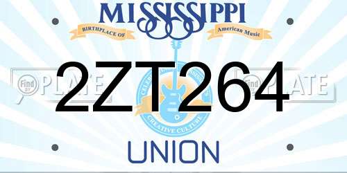 2ZT264 Mississippi License Plate