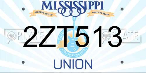 2ZT513 Mississippi License Plate
