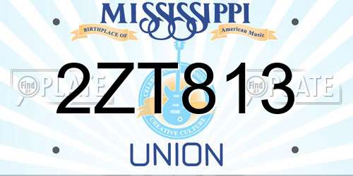 2ZT813 Mississippi License Plate
