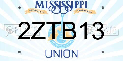 2ZTB13 Mississippi License Plate
