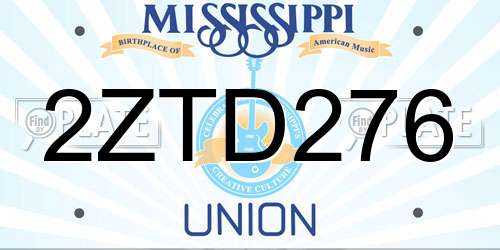 2ZTD276 Mississippi License Plate