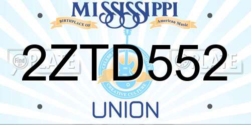 2ZTD552 Mississippi License Plate
