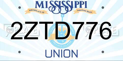2ZTD776 Mississippi License Plate