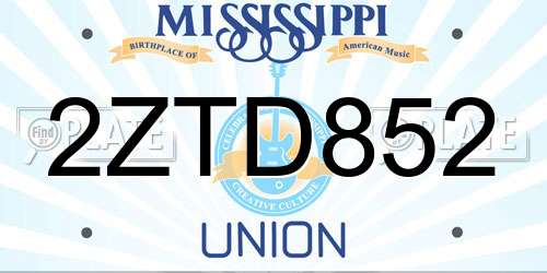 2ZTD852 Mississippi License Plate