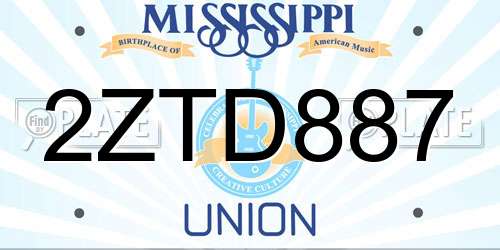 2ZTD887 Mississippi License Plate