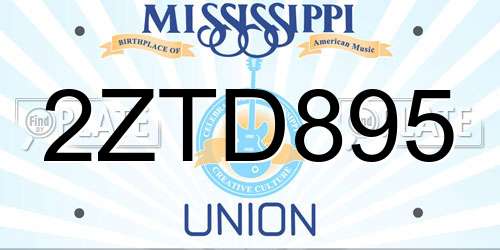 2ZTD895 Mississippi License Plate