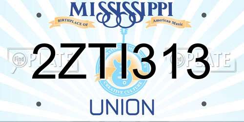 2ZTI313 Mississippi License Plate