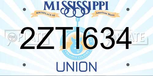 2ZTI634 Mississippi License Plate