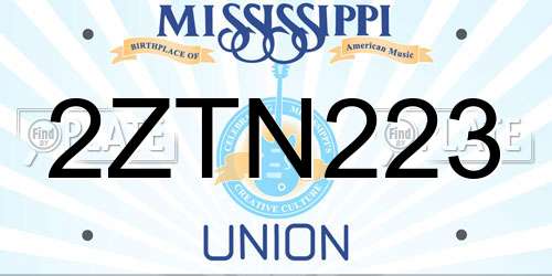 2ZTN223 Mississippi License Plate