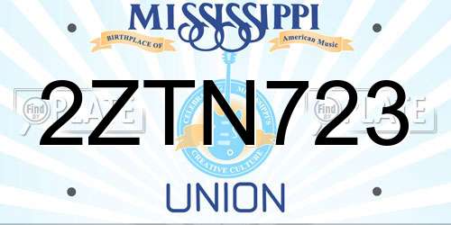 2ZTN723 Mississippi License Plate
