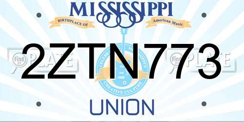 2ZTN773 Mississippi License Plate