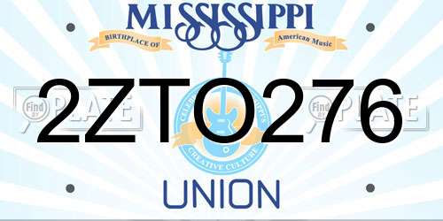 2ZTO276 Mississippi License Plate