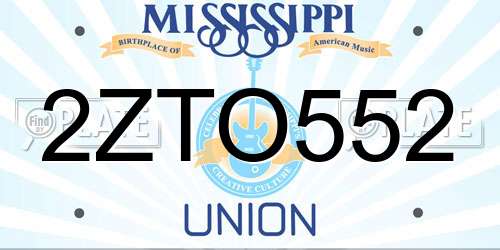 2ZTO552 Mississippi License Plate