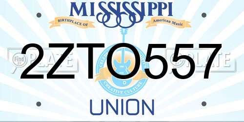 2ZTO557 Mississippi License Plate