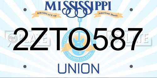 2ZTO587 Mississippi License Plate