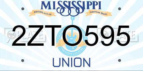 2ZTO595 Mississippi License Plate
