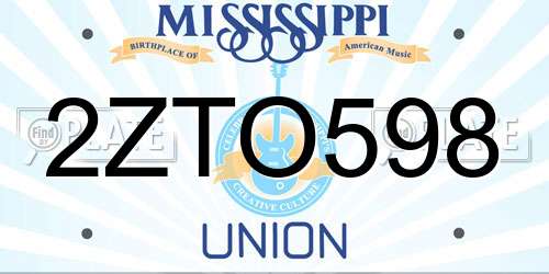 2ZTO598 Mississippi License Plate