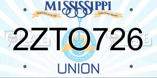 2ZTO726 Mississippi License Plate