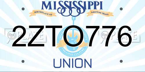 2ZTO776 Mississippi License Plate