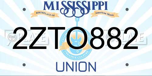 2ZTO882 Mississippi License Plate