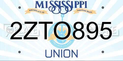 2ZTO895 Mississippi License Plate