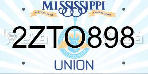 2ZTO898 Mississippi License Plate