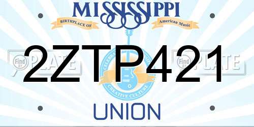 2ZTP421 Mississippi License Plate