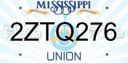 2ZTQ276 Mississippi License Plate