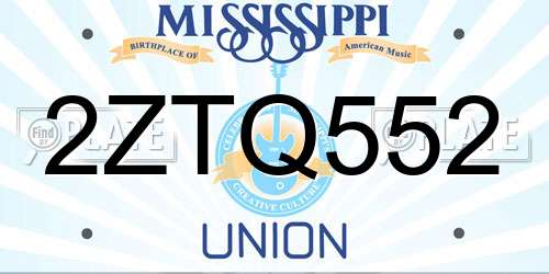 2ZTQ552 Mississippi License Plate