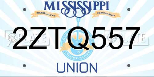 2ZTQ557 Mississippi License Plate