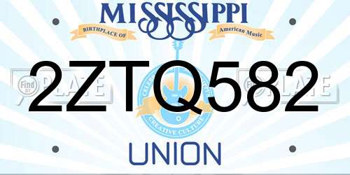2ZTQ582 Mississippi License Plate
